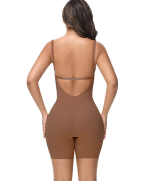 Damen U-Plunge Trägerlos Bodysuit Bauchkontrolle Integriertem BH Shapewear