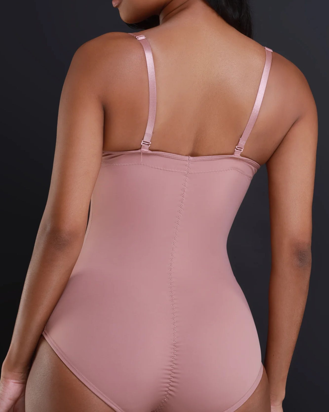 Damen Glatte Bauchkontrolle Körbchen-Brust Tanga Shapewear Bodysuit