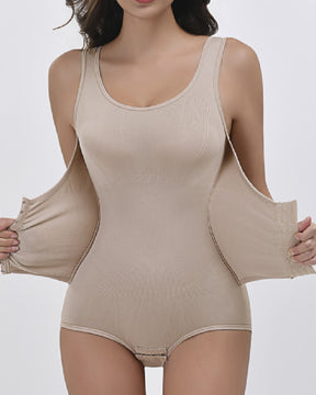 2 In 1 Nahtloser Doppelter Bauchweg Korsett Bodysuit U-Ausschnitt Tanktop Shapewear