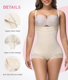 Fajas Colombianas Bauchweg Reißverschluss Offene Brust Stark Formend Shapewear Bodys