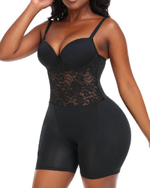 Rückenfreie Push-Up BH Spitze Bauchweg Offenem Schritt Shapewear Mit Abnehmbaren Po-Polstern