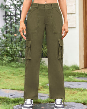 Lockere Lässige Cargohose für Damen mit Weitem Bein und Hoher Taille