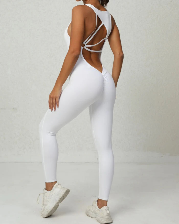 Damen Jumpsuit mit Schöner Rückseite ärmellos Elastischer Strumpfhose