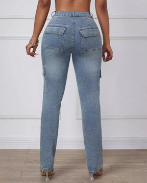 Skinny Jeans mit Geradem Bein und Hohem Stretchanteil und Mehreren Taschen