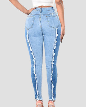 Mode Quaste Slim Fit Patchwork Gradient Jeans Slim Hip Lift