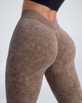 Pfirsichfarbene Hüfthebende Nahtlose Yogahose für Damen Elastische Fitnesshose mit Hoher Taille