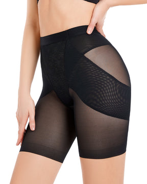 Hoher Taille Mesh Shapewear Shorts Bauchkontrolle Gürtel Shaping Unterwäsche