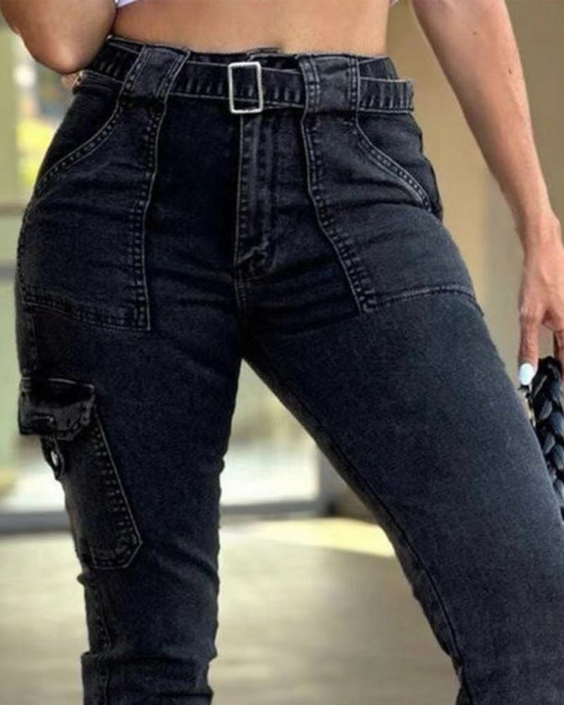 Hochelastische Schwarze Sexy Röhrenjeans für Damen