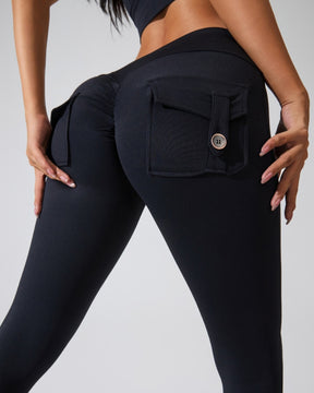 Peach Hip Fitness Leggings mit Cargo Taschen