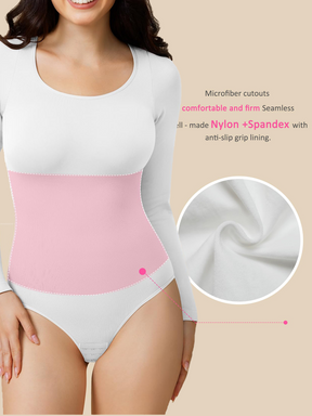 Nahtloser Langarm Body Für Frauen Rundhalsausschnitt Bauchweg Shapewear