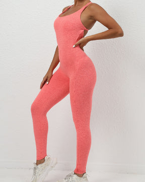 Sexy Einteiler Sport Mehrfarbig Overall Kreuzrücken Leggings Jumpsuit