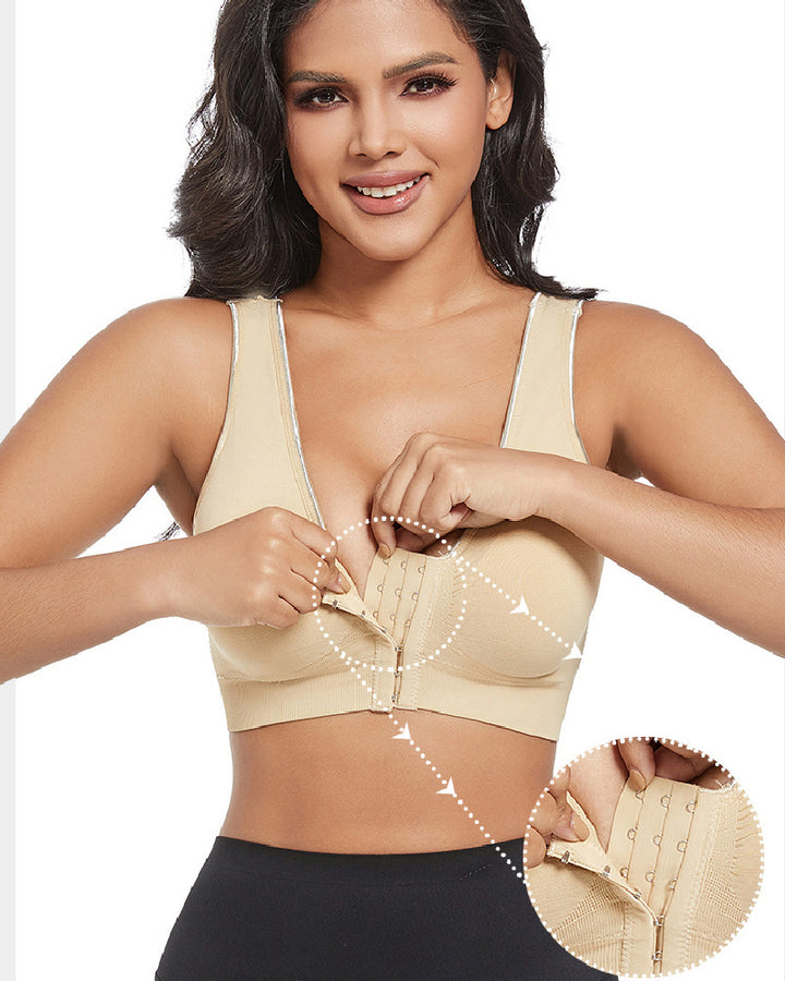 Shapshe® Damen Frontschnalle Hohl Atmungsaktiv Bügellos Sport BH In Übergröße