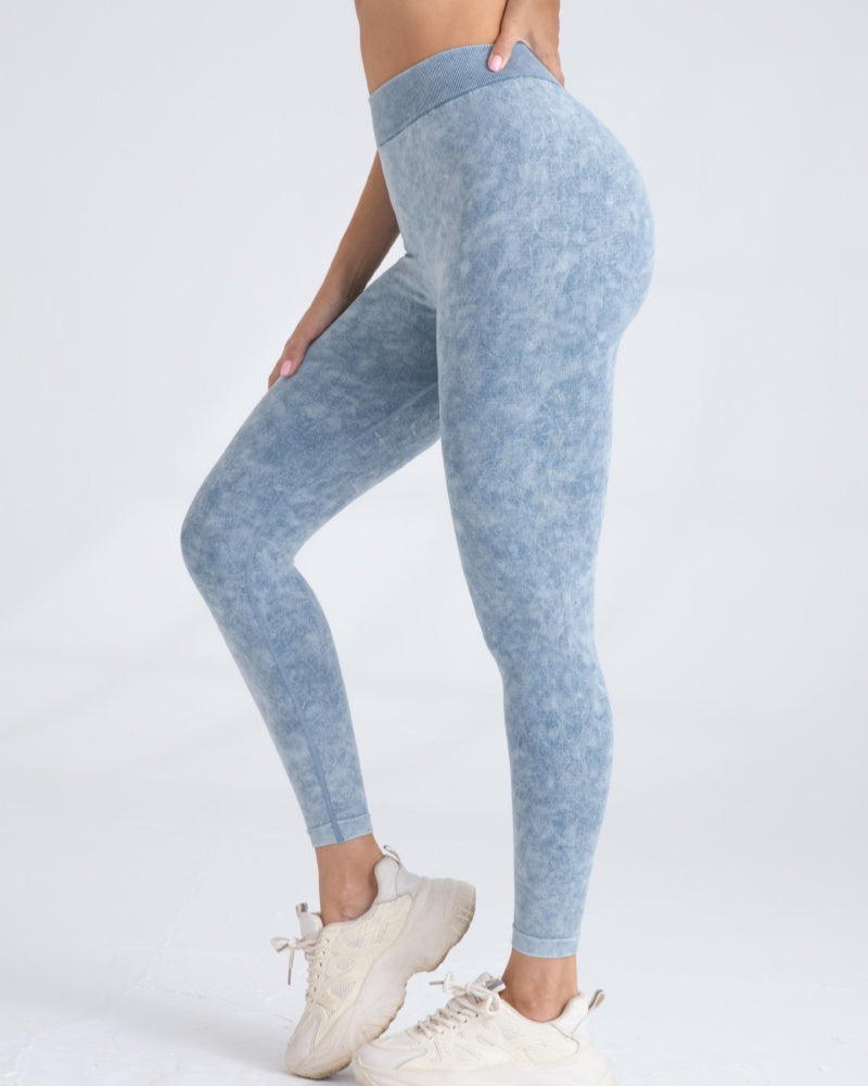 Pfirsichfarbene Hüfthebende Nahtlose Yogahose für Damen Elastische Fitnesshose mit Hoher Taille