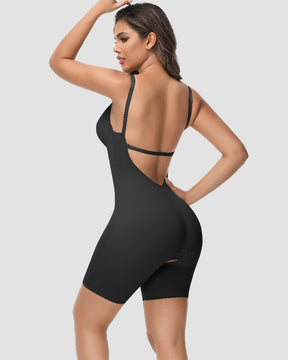 Damen U-Plunge Trägerlos Bodysuit Bauchkontrolle Integriertem BH Shapewear