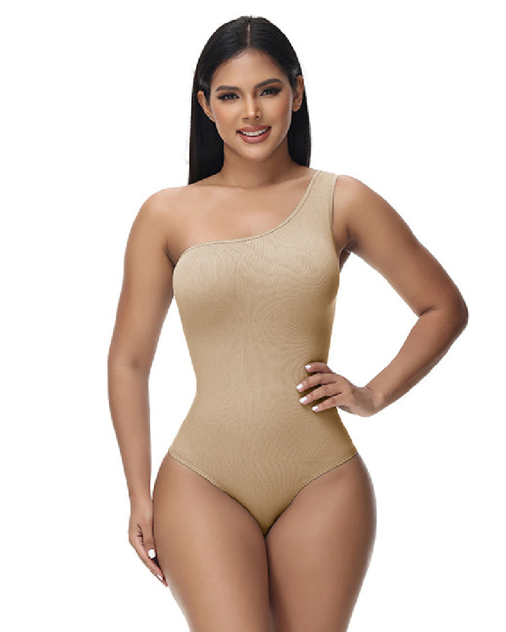 Shapshe® Sexy Geripptes Ein-Schulter Ärmelloses Tanktop Enger Stretch Bodysuit