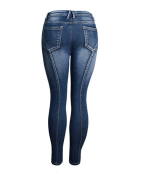 Mittelhohe Elastische Schlitze Neun Punkt Skinny Jeans für Damen