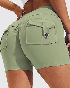 Damen Yoga Shorts Hip Lift Cargo Gesäßtaschen