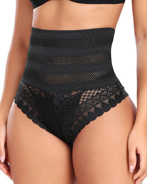 Damen Spitzenspleiß Hohl Hoher Taille Shapewear Höschen Figurformender Tanga