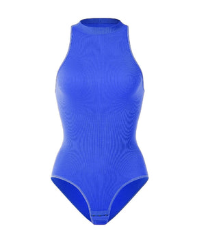 Damen Einteiler Hochkragen Sexy Geripptem Ärmelloses Racerback Shapewear Bodysuit