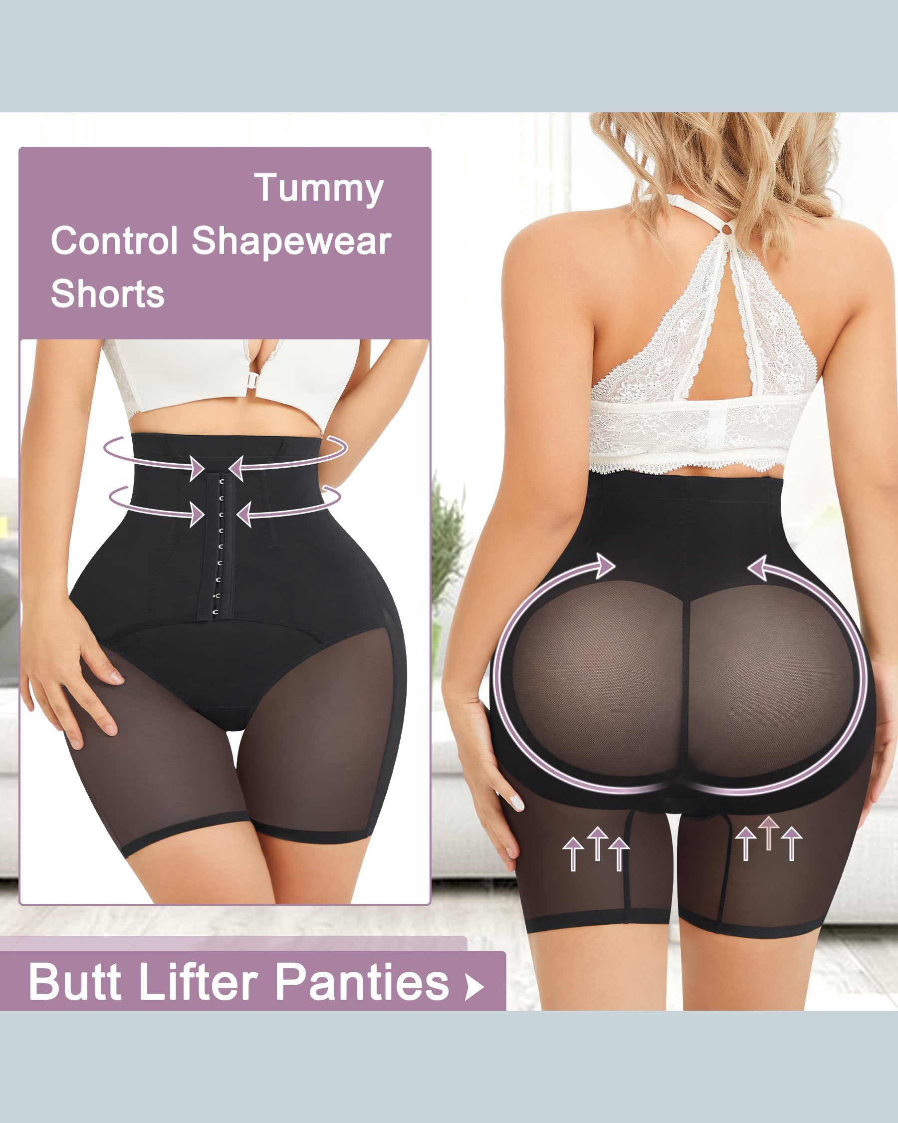 Doppelte Bauchweg Faja Shorts Hohe Taille Po-Lifter Oberschenkel Formende Shorts