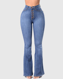 Schlag Jeans mit Hoher Taille für Damen