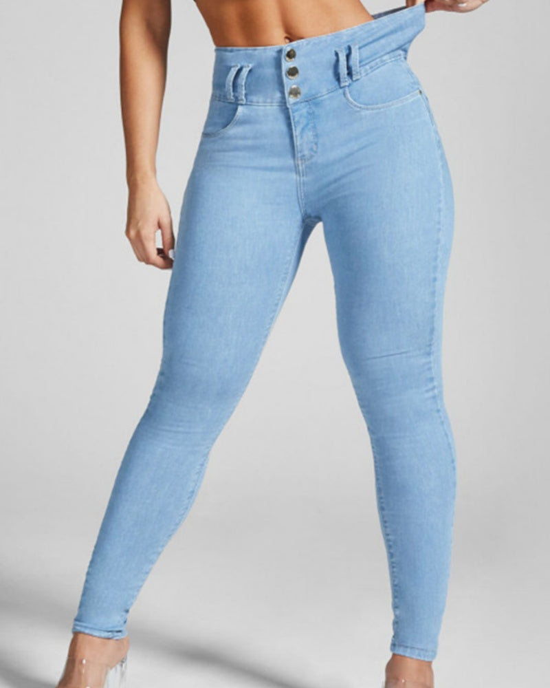 Skinny-Stretch-Shaping-Po-Lift-Jeans mit Hoher Taille