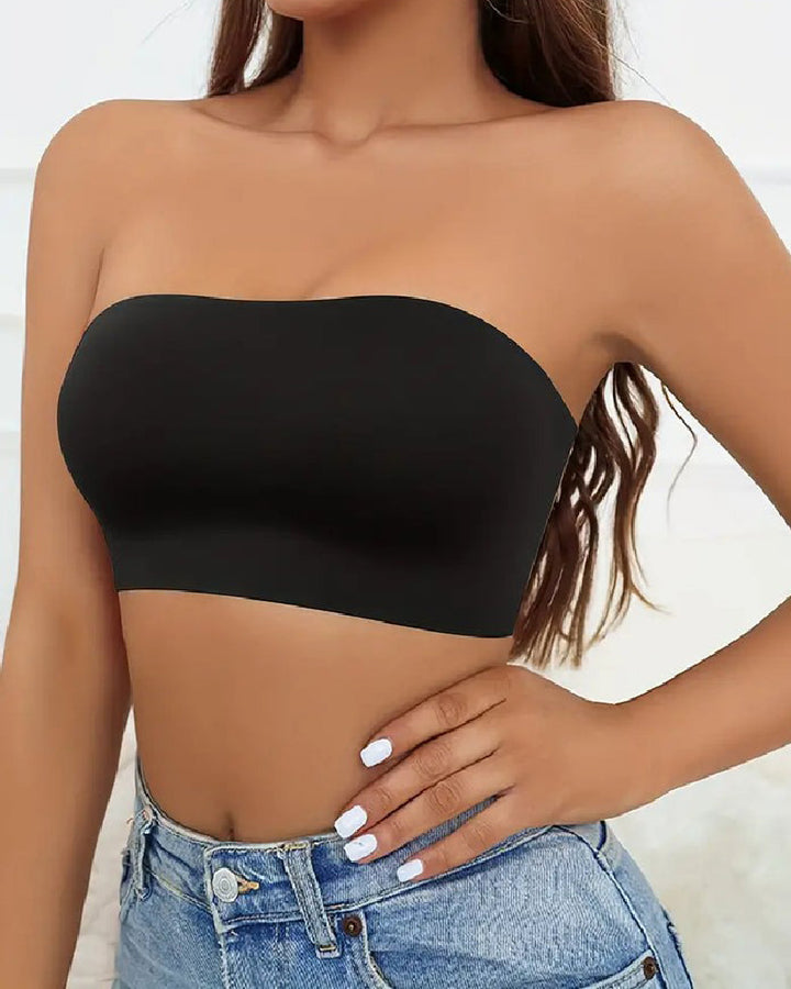 Damen Kabelloser Trägerloser Bandeau BH Nahtloser Stretch Push-Up Bralette