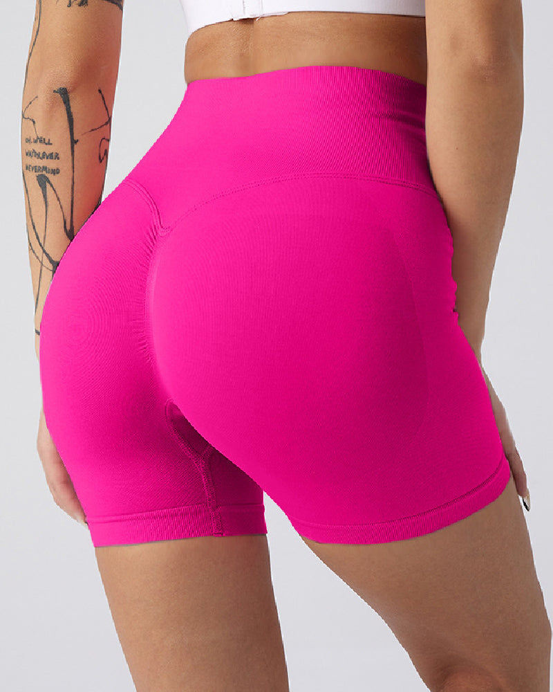 Damen Nahtlose Hoher Taille Yoga Shorts Lifting Po-Lift Fitness Shorts