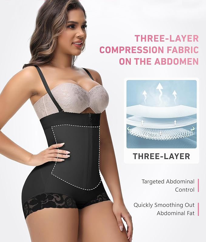 Shapshe® Fajas Colombianas Bauchweg Reißverschluss Offene Brust Stark Formend Shapewear Bodys