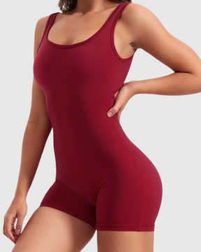 Sexy rückenfreier One Shoulder Bodysuit ohne Ärmel mit Dreiviertel-Hosen