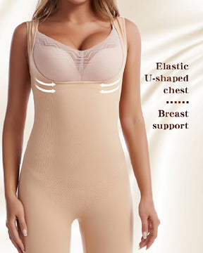 Nahtloser Offener Brust Bauchweg Ganzer Bodysuit  Ärmellos Oberschenkel Schlankere Shapewear