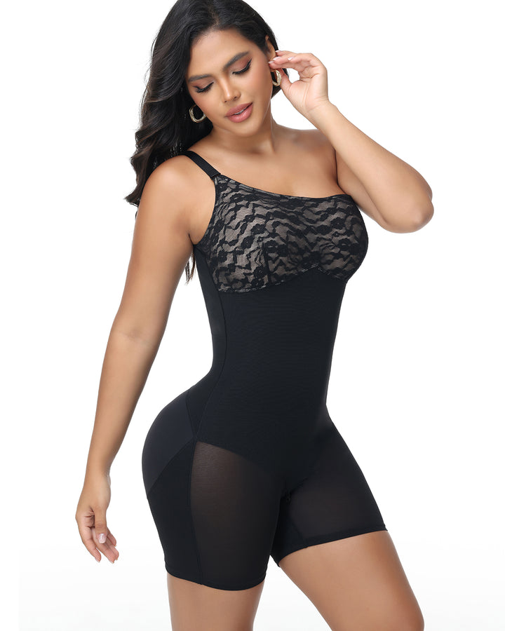 Shapshe® Shapewear Bodysuit mit Spitzen Patchwork und Bauchkontrolle und Beweglichen Trägern (Vorverkauf)
