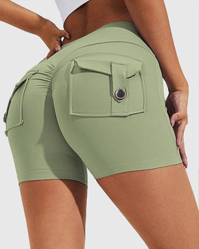 Damen Yoga Shorts Hip Lift Cargo Gesäßtaschen