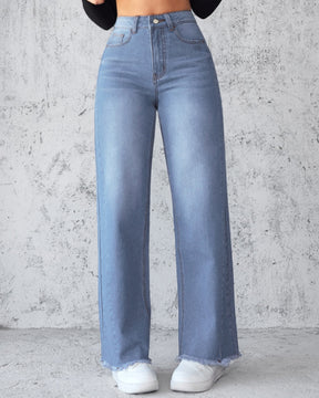 Elegante Jeans mit Geradem Bein und Weitem Bein Ohne Stretch