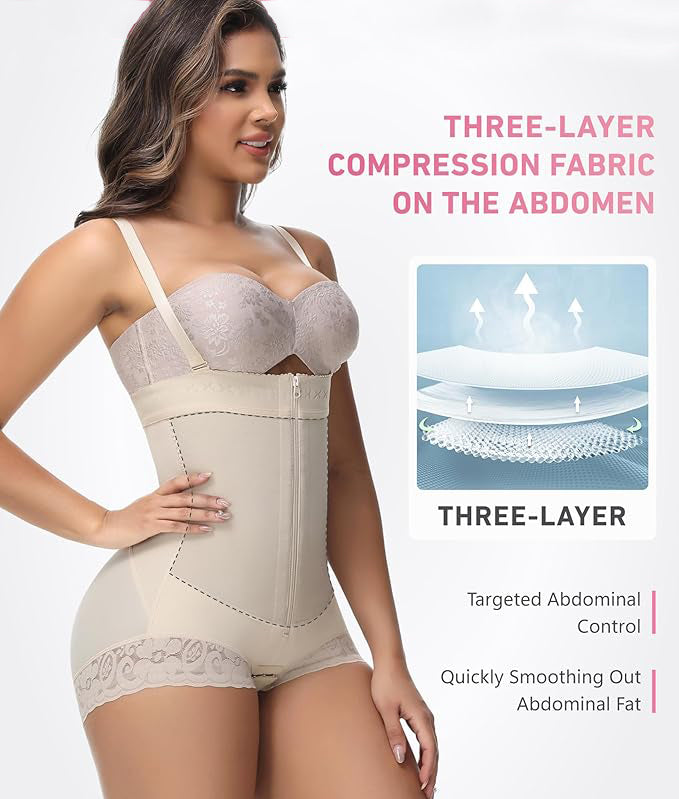 Shapshe® Fajas Colombianas Bauchweg Reißverschluss Offene Brust Stark Formend Shapewear Bodys