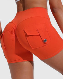 Damen Yoga Shorts Hip Lift Cargo Gesäßtaschen