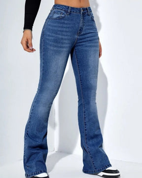 Gerade Jeans mit Hoher Taille und Schmaler Passform Sowie Vielseitige Elastische Schlaghose