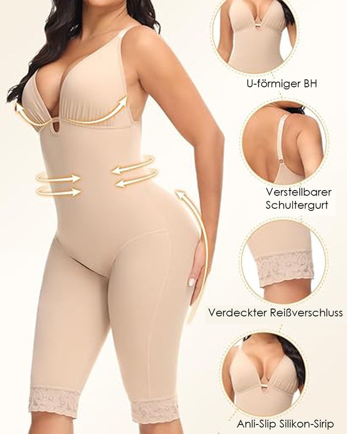 U Plunge Bauchweg Mittlerem Oberschenkel Bodysuit Nahtloser Ganzkörper Fajas Shapewear