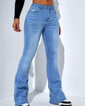 Gerade Jeans mit Hoher Taille und Schmaler Passform Sowie Vielseitige Elastische Schlaghose