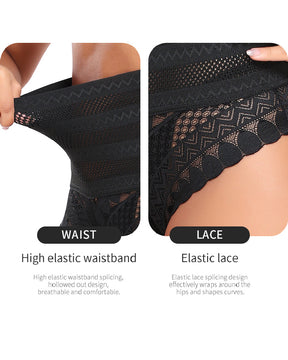 Damen Spitzenspleiß Hohl Hoher Taille Shapewear Höschen Figurformender Tanga