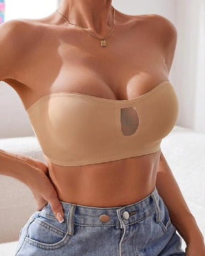 Mesh Durchsichtige Trägerloser BHs Voller Abdeckung Bandeau Bralette