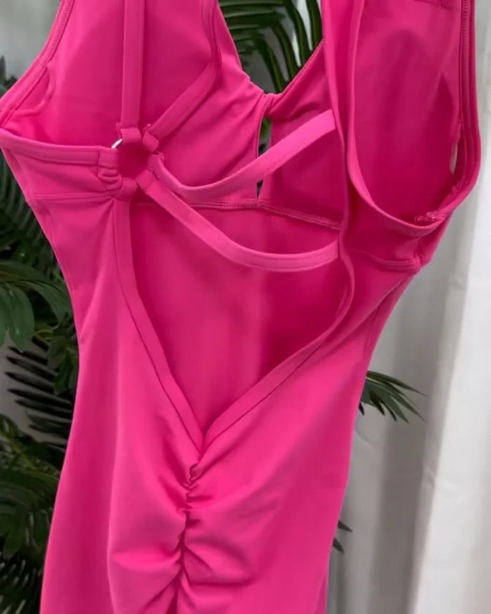 Damen Jumpsuit mit Schöner Rückseite ärmellos Elastischer Strumpfhose