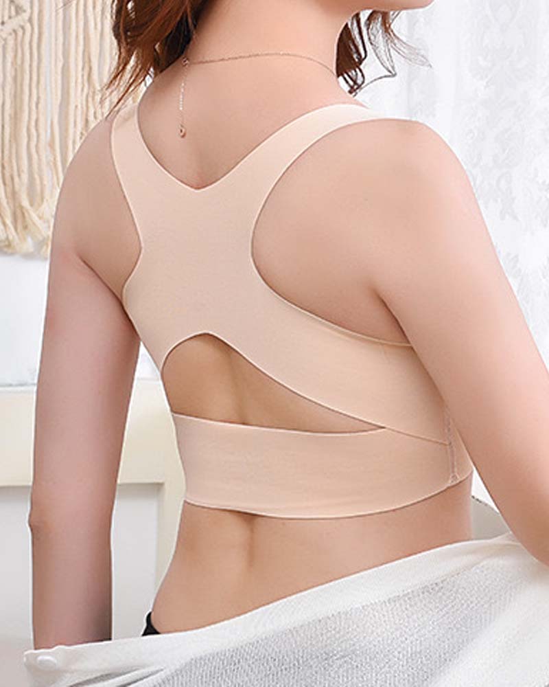 Damen Nahtloser Unsichtbarer Frontschnalle Kabellos Korrigierender Push-Up BH