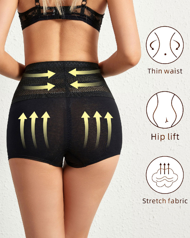 Hohe Taille Atmungsaktiv Perforiertes Elastisches Taillenband Shapewear Höschen Unterwäsche