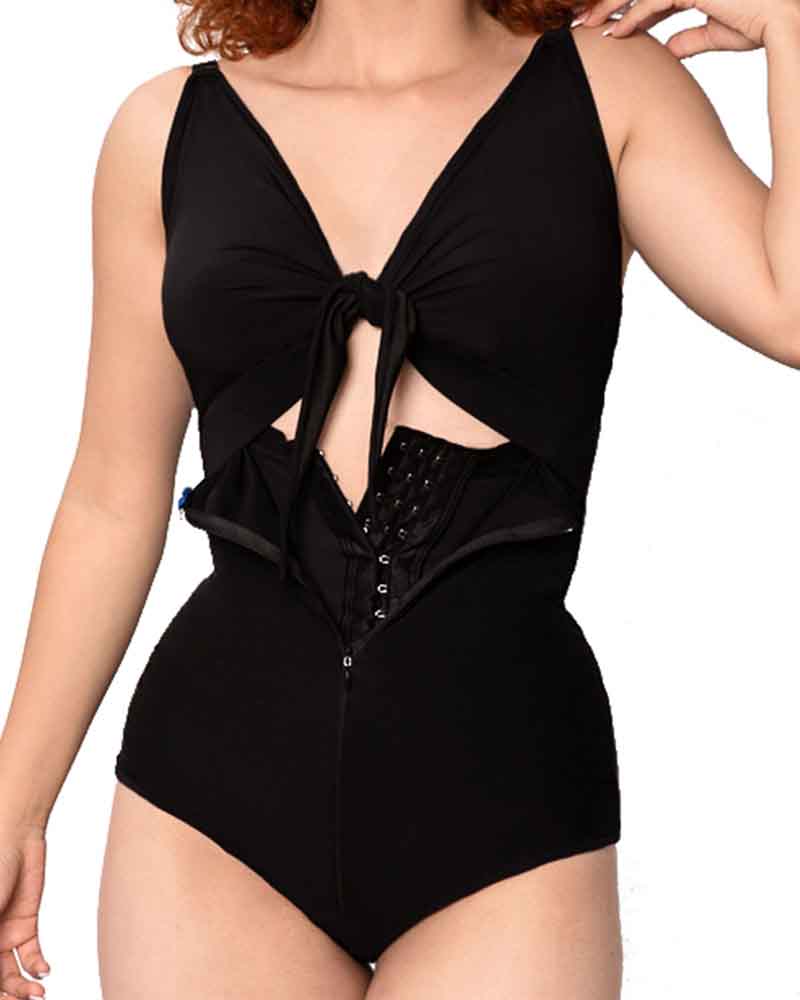 Shapshe® Hoher Taille Falten Shape Badeanzug Einteilig Bauchweg Bademode