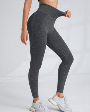 Nahtlose Yogahose für Damen Schnell trocknend Hüfthebende Eng Anliegende Fitnesshose mit Buchstaben