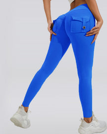 Peach Hip Fitness Leggings mit Cargo Taschen