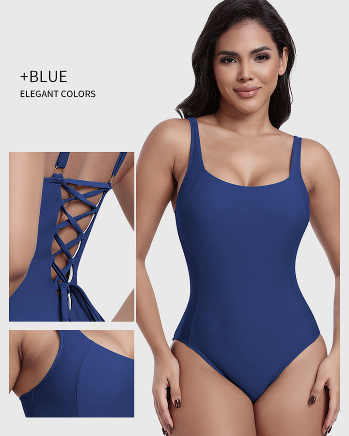 Shapshe® Sexy Einteiliger Badeanzug mit Schnürung auf der Rückseite und Formendem Badeanzug