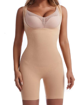 Nahtloser Offener Brust Bauchweg Ganzer Bodysuit  Ärmellos Oberschenkel Schlankere Shapewear