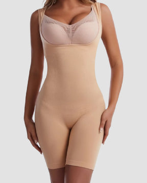 Nahtloser Offener Brust Bauchweg Ganzer Bodysuit  Ärmellos Oberschenkel Schlankere Shapewear